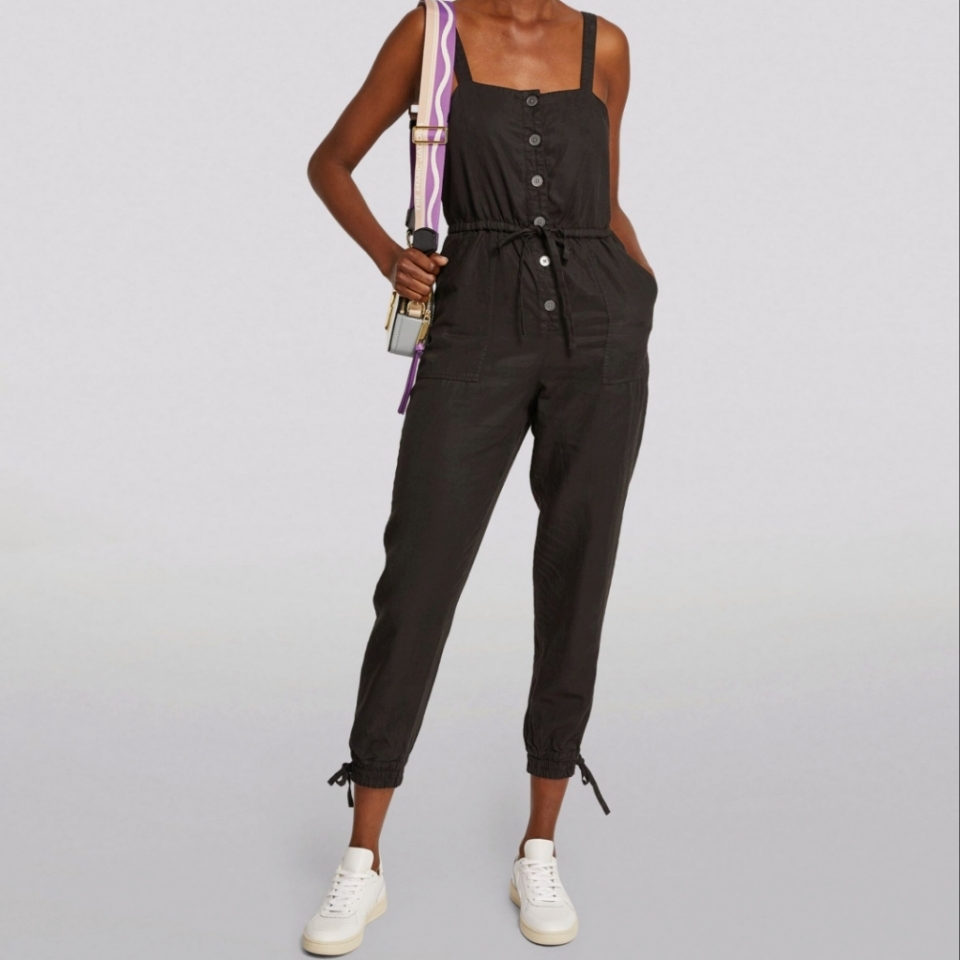 Alice + Olivia Button Up Tiana Jumpsuit Black Sleeveless Sz 10